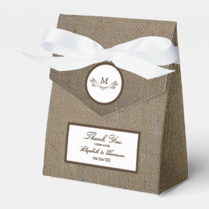 Ballotins Country Rustic Monogramme Branche & Mariage Burlap