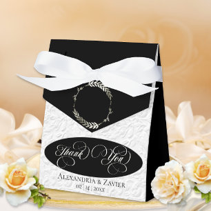 Ballotins Couronne de laurier Faux Emboss -Noir/Argent