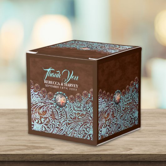 Ballotins cowboy brun turquoise pays mariage de l'ouest