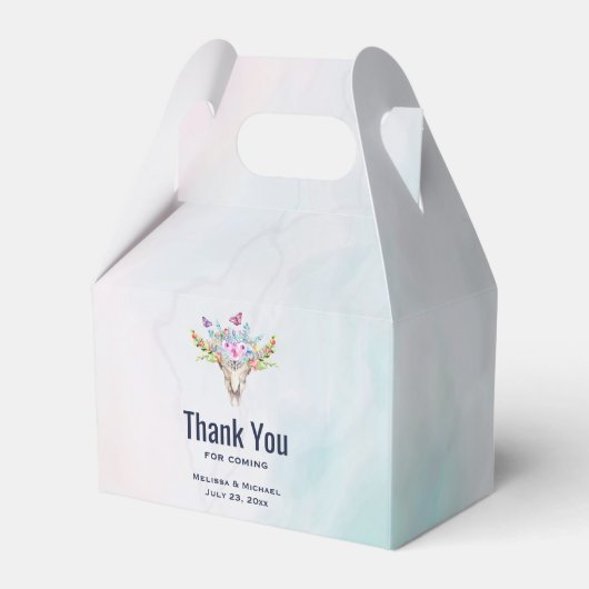 Ballotins Crâne Boho avec Papillons et Fleurs Merci (Verso)