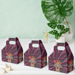 Ballotins Crâne en sucre aspect bois sculpté avec faveur de 