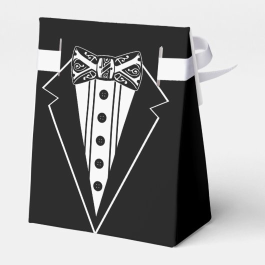 Ballotins Cravate Bow noir et blanc avec Tux (Arrière)