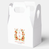 Ballotins Crête de fleur orange et initiales mariage floral (Ouvert)