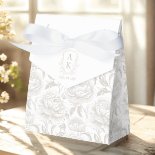 Ballotins Crête de monogramme Taupe pâle Chinoiserie Pivoine