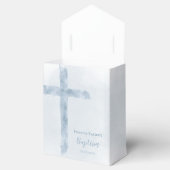 Ballotins croix bleu aquarelle Ballotin baptême (Ouvert)