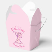 Ballotins Croix chrétienne Chi Ro rose sur rose Personnalisé (Ouvert)