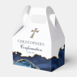 Ballotins Croix chrétienne en or et bleu marine pour la fête