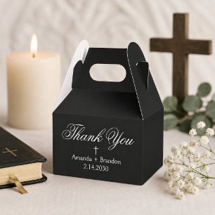 Ballotins Croix de mariage chrétienne Merci élégante noire