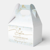 Ballotins Croix d'or bleu moderne Merci garçon Baptême (Verso)