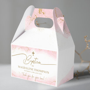 Ballotins Croix d'or rose Merci fille Baptême