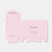 Ballotins Croix d'or rose personnalisée Merci Baptême (Déplié)