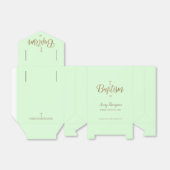 Ballotins Croix d'or vert personnalisé Merci baptême (Déplié)