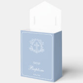 Ballotins Croix florale simple sur Baptême bleu clair Grande (Ouvrir)