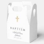 Ballotins Croix Religieuse Bleu Marine Script Garçon Baptême (Ouvert)