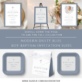 Ballotins Croix religieuse dusty blue script garçon baptême