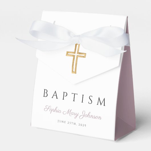 Ballotins Croix Religieuse Écriture Violette Fille Baptême (Verso)