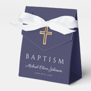 Ballotins Croix religieuse élégante bleu marine garçon baptê