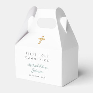 Ballotins Croix religieuse Garçon vert Première communion