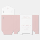 Ballotins Croix Religieuse Rose Script Fille Baptême (Déplié)