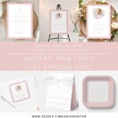 Ballotins Croix Religieuse Rose Script Fille Baptême