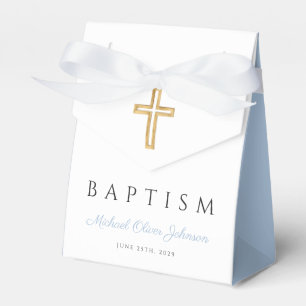 Ballotins Croix Religieuse Script Baby Blue Garçon Baptême