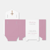 Ballotins Croix rose florale Première communion de fille (Déplié)