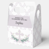 Ballotins Croix rose sur Quatrefoil Party Favoriser Box (Ouvert)