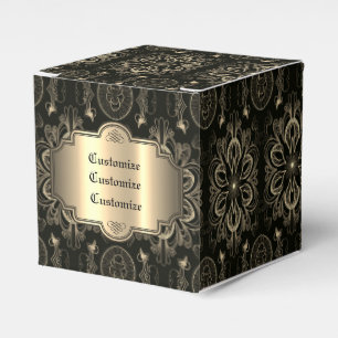 Ballotins Cube Abstrait Floral Noir Et Or