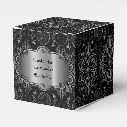 Ballotins Cube Abstraite Florale Noire Et Argent (Verso)