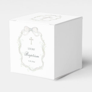 Ballotins Cube de baptême Baby's Breath ruban blanc