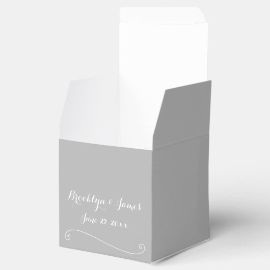 Ballotins Custom Elegant Grey Blanc Mariage Faveur Boxes (Ouvert)