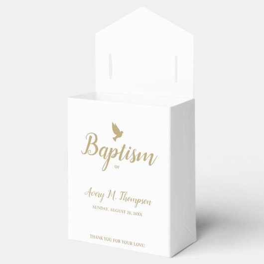 Ballotins Custom Pure blanc or teint colombe Script Baptême (Ouvert)