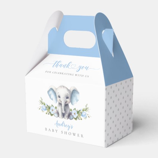 Ballotins Cute Blue Floral Elephant Baby Boy Douche (Verso)