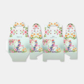 Ballotins Cute Blue Pink Bird Floral Favor Box (Déplié)