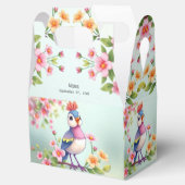 Ballotins Cute Blue Pink Bird Floral Favor Box (Ouvert)