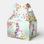 Ballotins Cute Blue Pink Bird Floral Favor Box (Verso)