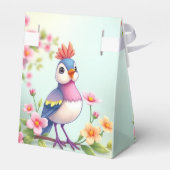 Ballotins Cute Blue Pink Bird Floral Favor Box (Arrière)
