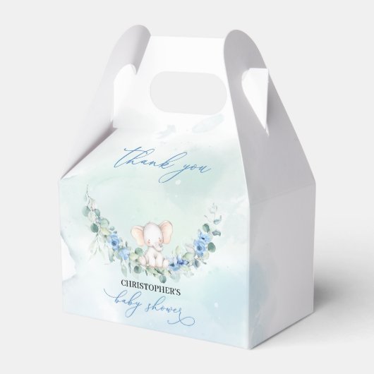 Ballotins Cute éléphant bleu fleurs eucalyptus couronne (Verso)