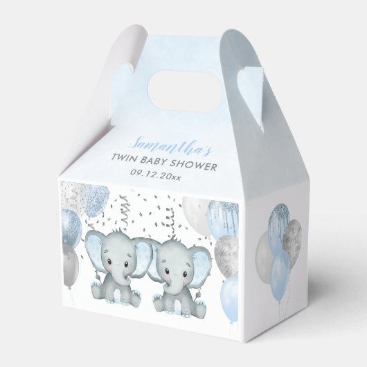 Ballotins Cute Elephant Twin Boys Balloon Baby shower (Verso)