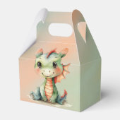 Ballotins Cute Green Orange Dragon Boy Baby shower Merci (Arrière)