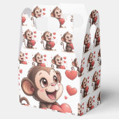 Ballotins Cute Monkey Red Hearts Love Gable Favor Box (Ouvert)