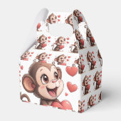 Ballotins Cute Monkey Red Hearts Love Gable Favor Box (Verso)