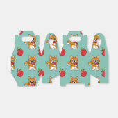 Ballotins Cute Orange Blanc Chat Manger Rouge Pomme Carton (Déplié)