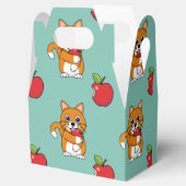 Ballotins Cute Orange Blanc Chat Manger Rouge Pomme Carton (Ouvert)