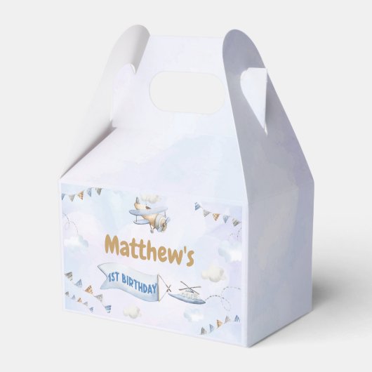 Ballotins Cute Retro Blue Avion 1er anniversaire (Verso)