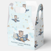 Ballotins Cute Teddy Bear Blue Plane Baby shower garçon (Ouvrir)