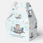 Ballotins Cute Teddy Bear Blue Plane Baby shower garçon (Verso)