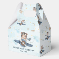 Cute Teddy Bear Blue Plane Garçon Anniversaire Nou