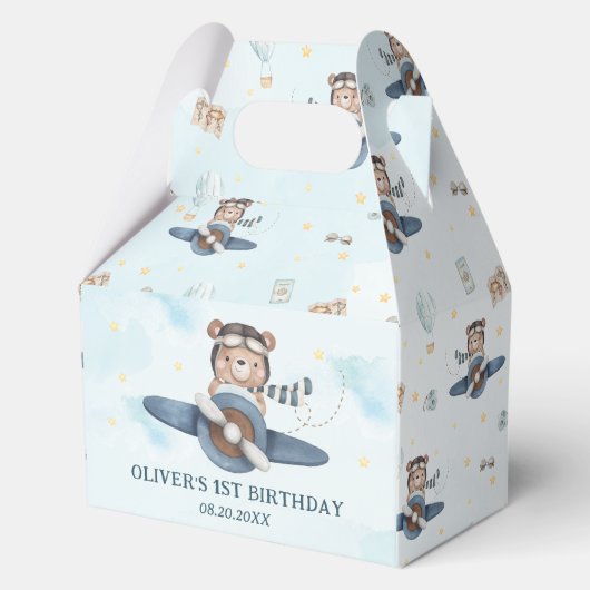 Ballotins Cute Teddy Bear Blue Plane Garçon Anniversaire Nou (Recto)
