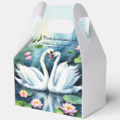 Ballotins Cygnes en amour Aquarelle Lotus Lake Mariage (Recto)